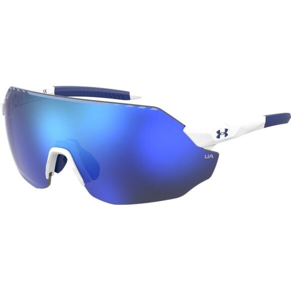 UNDER ARMOUR Sunglasses HALFTIME WWK White Frame Blue TUNED Lens with Case NEW - Picture 2 of 12